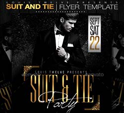 低调奢华的派对传单模板：Suit and Tie Elegant Party Flyer Template